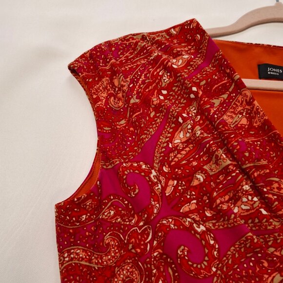 Jones New York Red Wrap Midi Dress Size 8 Empire Princess Fit & Flare Stretchy - Picture 8 of 13